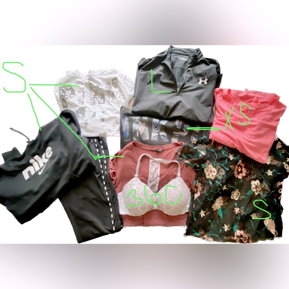 VICTORIA SECRET PINK TOPS, HALFZIP, BRALETTE, NIKE HOODIE, UA BUNDLE